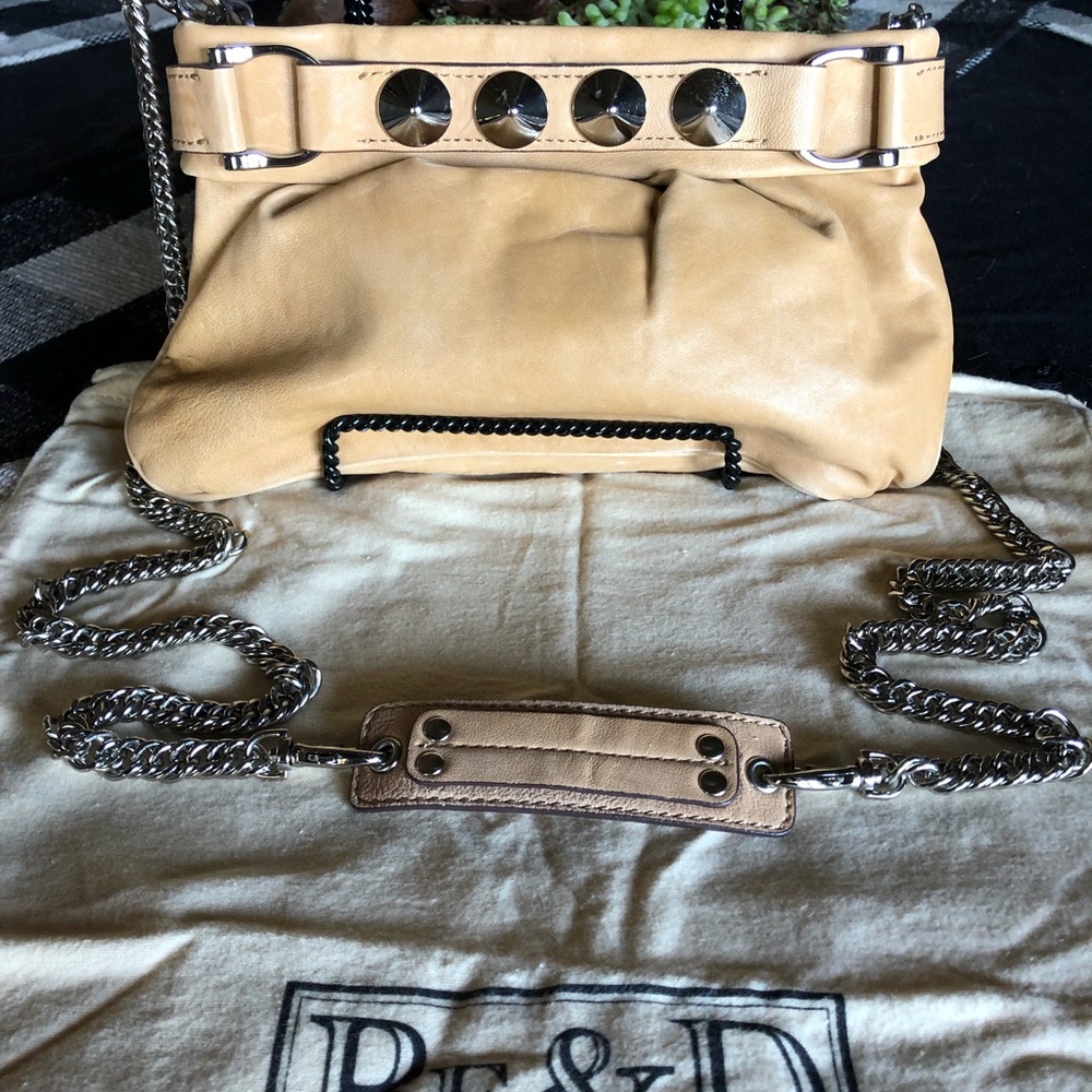 BE&D Tan Leather Shoulder Bag w/Silver Grommets